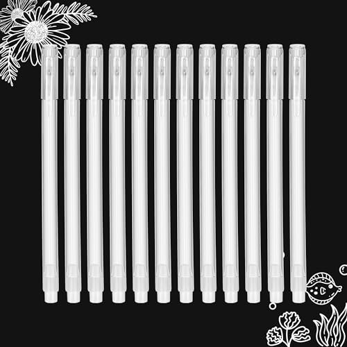 SMOOTHERPRO Weißer Gelstift | 12 Stück Weißer Stift | 0,6mm Spitze | Weiß Highlight Skizzieren Stifte | für Schwarz Dunkle Papiere Zeichnung Kunstdesign Scrappingbook (S060-12)