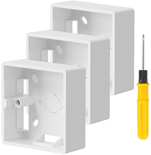 Acmerota 3 Stück 43 mm extra tiefe Unterputzdose/Unterputz, Unterputzdose für Einzelflächen für Frontplatten, passend für Wandplattenfrontplatten, für Ethernet-Kabel-Netzwerkbuchsen