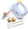 Geepas 150W Hand Mixer - Electric Whisk, Handheld Food Collection Cake Mixer for Baking - 7 Speed Turbo & Eject Button, Stainless Steel Beaters & Dough Hooks for Whipping Cream Dough Egg Beater, White