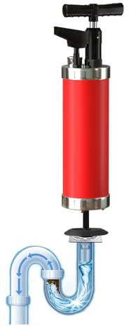 Qcesorib Sturalavandini a Pressione con 4 Ventose, Pompa Stura Scarichi a Pressione con Barometro, Sturalavandino ad Aria Compressa, Stura WC, per Cucina Bagno Lavandino