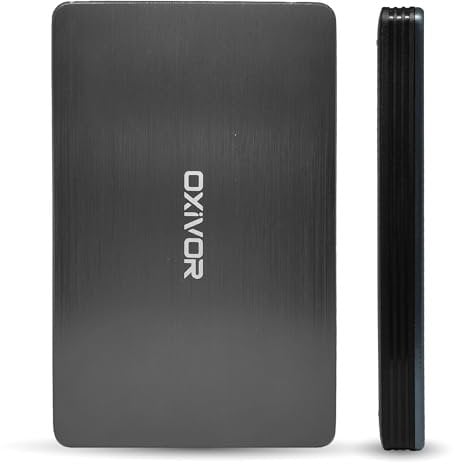 OXIVOR External Hard Drive 100GB Portable – 2.5 Ultra-Slim HDD with USB 3.0 for Desktop, PC, Mac, PS5, PS4, Xbox, and Gaming Systems – Fast Data Transfer (Dark Grey)