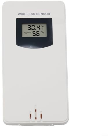 Oniissy Kabelloser Fernbedienungssensor, 1 kabelloser Thermosensor für FanJu Wetterstation 433 92 MHz RF-Sender, Wetterstation, kabelloser Außensensor, Innensender (weiß)