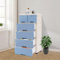 JDBDU Kommode Aufbewahrung Standschrank Mit 4 RäDer, 6 Schubladen Kunststoff Kommode Aufbewahrungsschrank, Freistehend Badezimmerschrank Nachttisch Platzsparend 50 * 35 * 102cm (Blau)