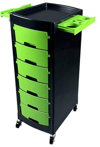 Friseurwagen Rollwagen mit Schubladen Kosmetikwagen mit Rollen Trolley Friseur Wagen Aufbewahrungswagen Cart Tattoo Wagen(Green)