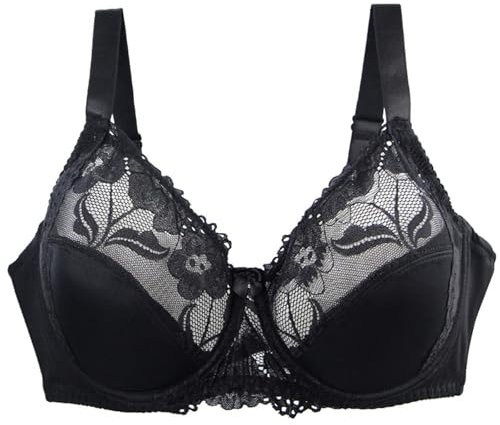 Damen-BHS Damenunterwäsche 36/80 38/85 40/90 42/95 44/100 46/105 Cup BH Sexy Spitzen-BH für Damen Dessous Übergröße Schlankstütz Kollektion Leichttop Shaper BH Set (Black, 90F)