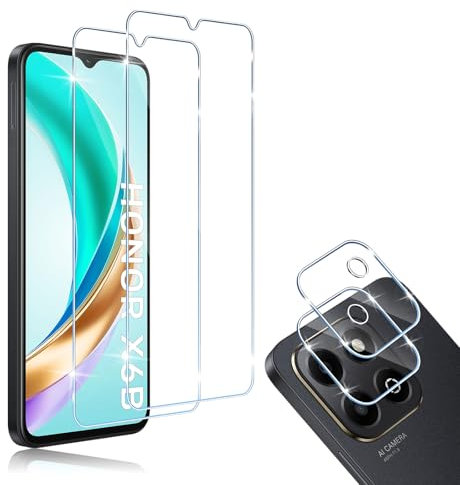 HidWee Screen Protector Compatibile con Honor X6B 2 Pezzi Vetro Temperato + 2 Pezzi Pellicola Fotocamera, Senza Bolle, Anti Graffio, 9H Durezza Pellicola Protettiva + Pellicola Fotocamera