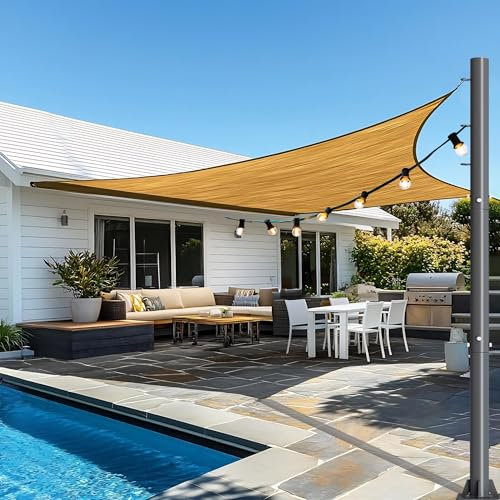 10ft Sun Shade Sail Pole 1 Pack - Outdoor Sunshade Sail Post with Carabiner Snap Steel Metal Heavy Duty Pole Kit for Support Light String,Sunshade Sail,Canopy - Thickness 1.7mm