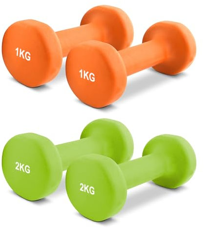 MSPORTS Hanteln Set Premium 0,5-5 kg Kurzhanteln Paar inkl. Übungsposter und Workout App - Calisthenics Equipment | Hantelset (1kg + 2kg)