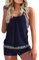 Maillots Deux Pièces Femme Taille Haute Tankini Shorty Sexy Amincissant Maillot De Bain Grande Taille Ensemble avec Armature Bikini D'été Pas Cher Marque Swimwear(Bleu foncé,S)