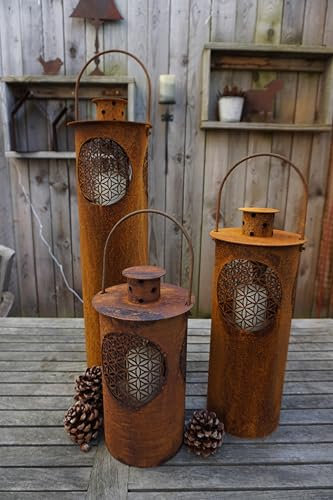 Edelrost Laterne Vita - Gartendeko - Rustikal - mit Glaseinsatz für Kerzen - Vintage Optik (58)