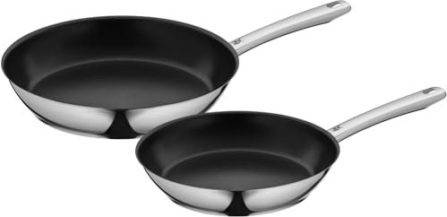 WMF Nordic Profi Pfannenset Induktion 2-teilig, Bratpfanne Induktion 24, 28 cm, Pfanne antihaftbeschichtet, backofengeeignet, tropffrei, Cromargan Edelstahl Bratpfanne, für alle Herdarten geeignet