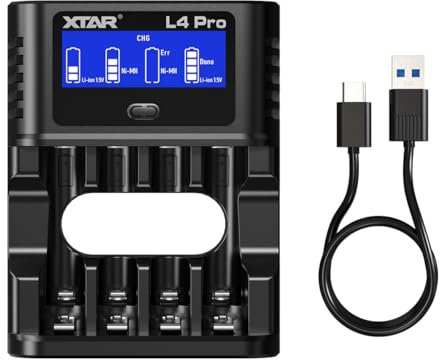 XTAR L4 Pro Multifunctional Smart Charger, Rescue Over-discharged Batteries! Compatible with 1.2V AA/AAA Ni-MH and 1.5V Li-ion Batteries, Enable Precision Fast Charging