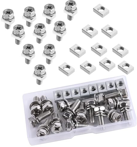 16 Set Dadi e Viti Batteria Moto Bulloni e Dadi Della Batteria del Motociclo viti per batteria moto con dadi quadrati per ATV, scooter, moto,bicicletta, fai da te