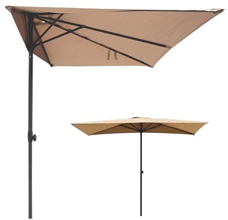 YCBTPS 250×130cm Demi-Parasol Rectangulaire De Balcon, Parasol De Petits Espaces, Pare-Soleil pour Extérieur Porche, Peu Encombrant(Khaki)