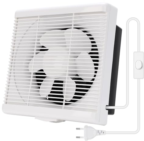 MEKOTRIN Shutter Ventilation Fan, leiser Lüftungsventilator mit 2,5 m Netzkabel, ideal für Zuhause Badezimmer, Garagen, Kunststoff (12 Inch)