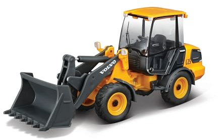 Bburago Volvo L25 18-32091 - Cargador de ruedas Bulldozer, aprox. 16 cm, fiel vehículo de construcción, escala 1:50, cargadora de palas, excavadora, excavadora, excavadora, carga frontal, juguete para