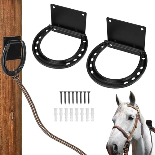 Goshyda Pferde Binder Ring, Feste Stahlband für Pferde, Pferde Tack und Zubehör Pferde Zubehör, für Zäune Ställe, 2 Pack