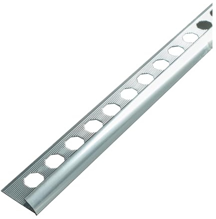 Tile Trim Edge – 5‑Pack Aluminium Round Edge Tile Trims 2.5 m for 8 / 10 / 12 mm Tile Depth | Wall & Floor Edging, Multiple Colours, Bathroom & Kitchen Protection & Decoration (Bright Silver, 8mm)