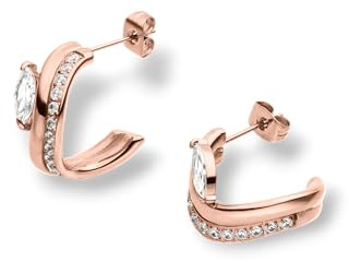 Purelei Elegante offene Creolen mit weißem Zirkonia-Stein – Edelstahl (Gold 14K vergoldet/Silber/Roségold 18K) – Moderner Lagen-Look, 20 mm Durchmesser, hochwertige Ohrringe für Damen