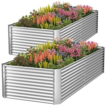 GROVELEAF 2 Pack Tall 6x3FT Corrugated Galvanized Steel Raised Garden Bed Outdoor, Metal Above Ground Garden Bed for Vegetables and Flowers, Raised Beds for Gardening