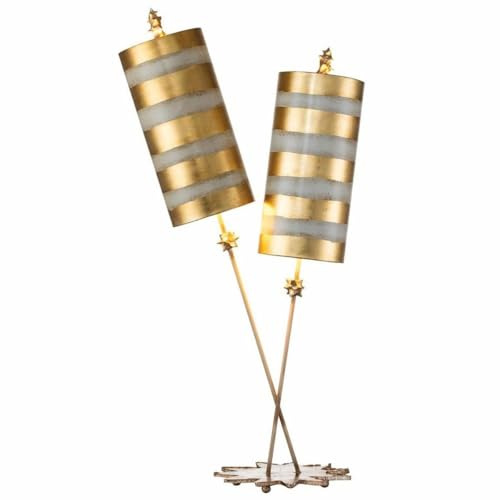 Casa Padrino Luxus Doppel Tischleuchte Gold/Taupe H. 102,7 cm - Luxus Leuchten
