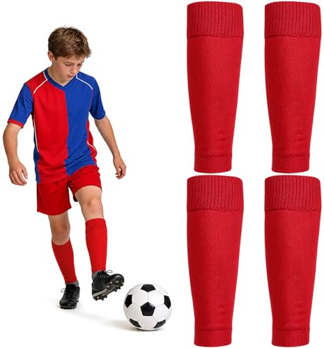 2 Paar Stulpen Kinder Fußball Stutzen, Atmungsaktiv Schienbeinschoner Socken, Atmungsaktive Trainingssocken für Kinder Jungen/Mädchen Radfahren Laufen Basketball Fußball Stutzen