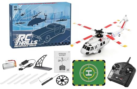 ToyGhillied RC Hubschrauber Outdoor WL K270 UH-60L Black-Hawk, Ferngesteuerter Helikopter für Erwachsene, 4-Kanal 6-Achsen-Gyro Militärflugzeug mit Optical Flow Positionierung & Höhenhaltung RTF
