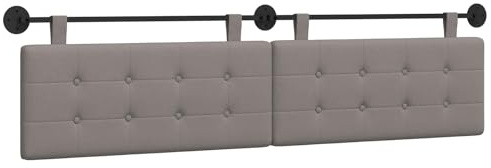 Owoxanthellate Hängendes Kopfteil Taupe Stoff Wandkissen für Bett - 2er Set Gepolstertes Wandpaneel mit Halterung, 210x55cm Wandmontage Kopfteilpaneel für Schlafzimmer & Gästebett