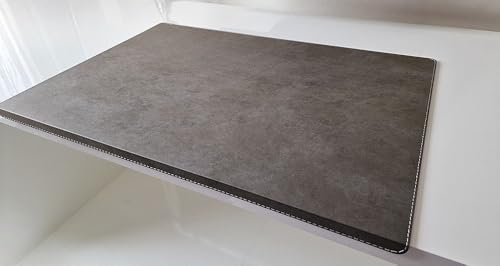 Gewinkelte Schreibtischunterlage mit Kantenschutz Nubuk Leder 90 x 47 Grau