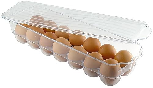 Egg Tray Holder with Lid Refrigerator Storage Container, Egg Tray (Clear)