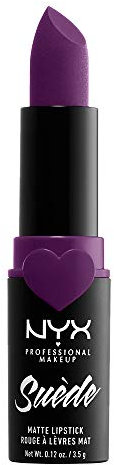 NYX Professional Makeup NYX Professional Makeup Barra de Labios Mate de Larga duración y Cobertura Total Suede Matte Lipstick Tono 17 STFU Color Morado, Mujer, Talla única