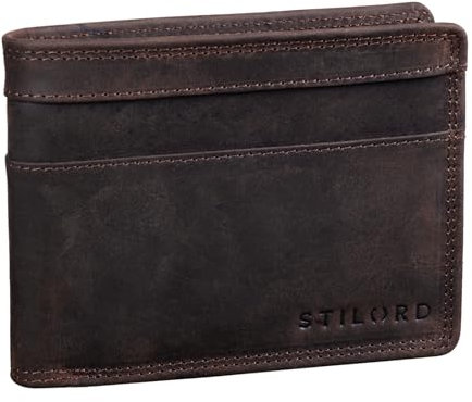 STILORD 'Cooper' Porte-Monnaie en Cuir Homme RFID Blocage et Protection NFC Portefeuille de Haute Qualité en Cuir Véritable, Couleur:Marron - foncé
