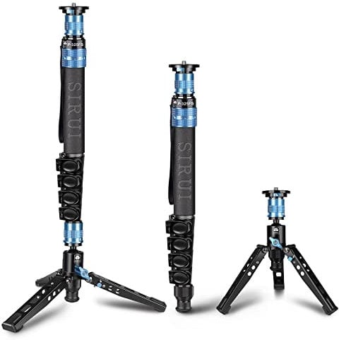 SIRUI P-325FS Monopiede in Fibra di Carbonio da 140cm con Piedini per Fotografia Reflex, Portatile Monopiede Fotografico Professionale a 5 Sezioni per Fotocamera, Videocamera, Carico Massimo 10kg