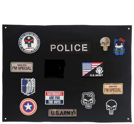 AOUTACC 84 x70cm Panneau de brassage tactique militaire avec panneau de correction de moral, crochet et boucle(Noir,84 * 70cm)