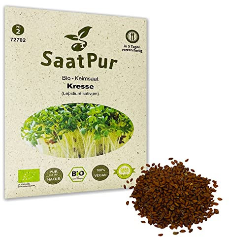 Kresse BIO Keimsprossen von SaatPur - Sprossen Keimsaat, Microgreen - 75g