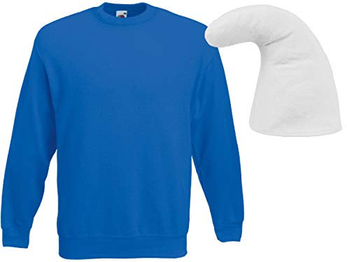 Alsino Zwerg Kostüm Zwergen Verkleidung (Kv-137) mit blauem Pullover und weißer Zwergenmütze, Größe:M