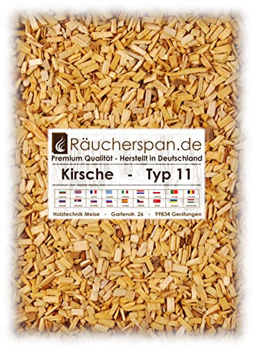 Räucherspäne Räuchermehl Kirschbaum Typ 11 Spangröße 4-6mm zum Forelle, Fleisch, Geflügel Räuchern auf dem Grill, beim Barbecue oder im Räucherofen (2.00.)