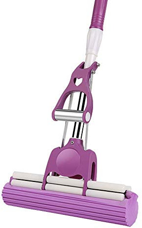 Mopa Owenqian PVA doble vibrante - Mop de esponja microfibra telescópica morada para piso de cocina y sala de estar