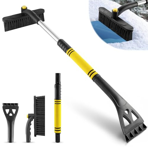 LivTee 81,3 cm ausziehbarer Schneebürste und Eiskratzer mit Schaumstoffgriff, Bürste unterstützt 360 Grad Rotation, kratzfreies Entfernen von Schnee für Auto, SUV, LKW, Windschutz