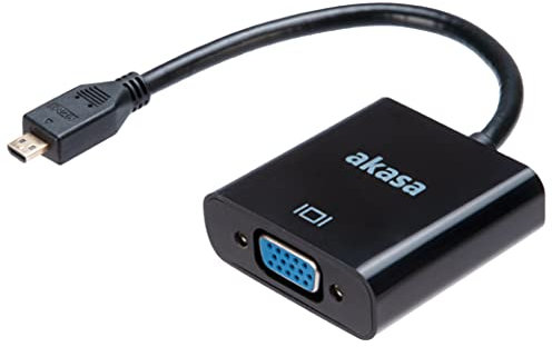 Akasa Convertitore da micro HDMI a VGA, FHD 1080p, placcato oro e nichelato, 15 cm, AK-CBHD21-15BK, adatto per Raspberry Pi 4, GoPro Hero 7, Laptop