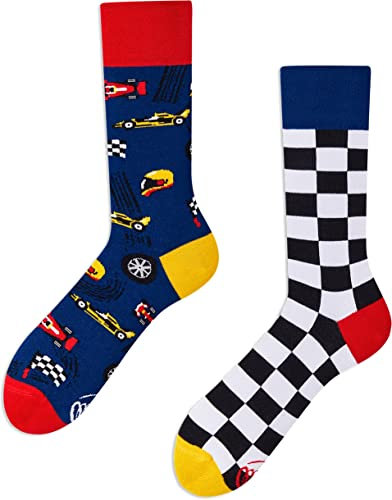 Many Mornings Formula Racing - Calcetines de carreras Azul, rojo, amarillo, negro, blanco. 39-42