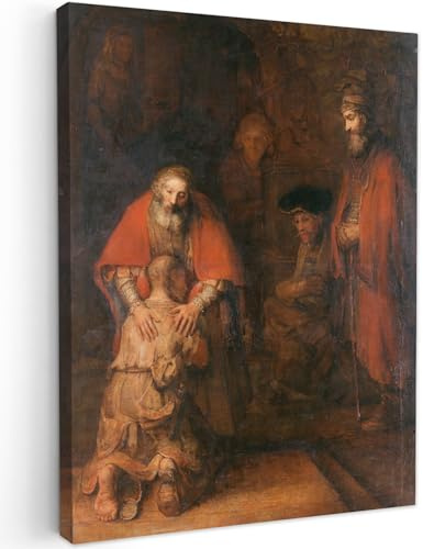 MuchoWow© Leinwand Bilder, Einzigartige Wanddeko mit Rahmen, Die Rückkehr | 30x40 cm - des verlorenen Sohnes - Rembrandt van Rijn, Wandbilder Wohnzimmer, Deko Schlafzimmer