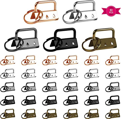 Bigxin Schlüsselband Rohlinge,30 Stück Klemmschließeanhänger mit Schlüsselring,Werkzeugzange Herstellung von DIY Schlüsselbändern Wristlet Hardware für 32 mm Breites Gurtband Tasche(5 Farbe)