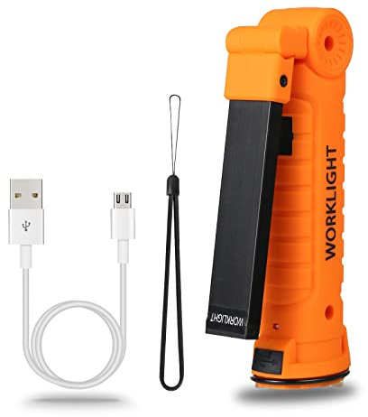 Vagocom LED Rechargeable Work Light Flashlight Torch, USB Portable COB Bright Inspection Lamp,Small Lantern with Magnetic Base for Mechanic Tools,Mechanic,Camping,Emergency,Workshop