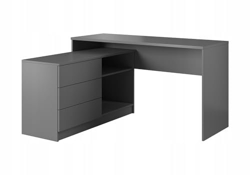 mb-moebel Eckschreibtisch in L-Form Schreibtisch Kinderschreibtisch Schülerschreibtisch Bürotisch Computertisch für Büro, Arbeitszimmer Kinderzimmer Jugendzimmer 138x76x50 WITO (grau)