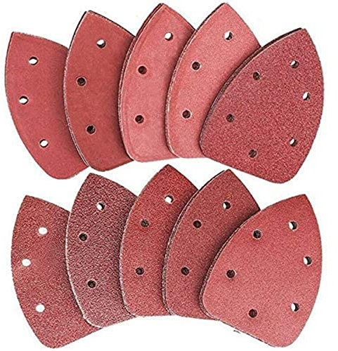 20 Pcs 140 x140 x 98mm 6-Hole Triangle Mouse Detail Sandpaper Hook and Loop Sanding Sheets 80 Grit