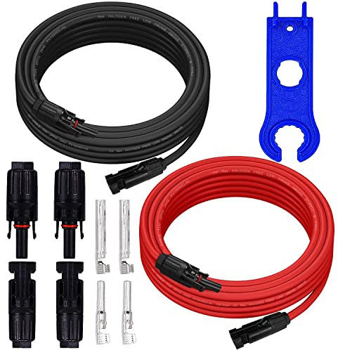 HUAZIZ 2 Meter Cavi di Collegamento Solari,4mm²12AWG Cavo di Prolunga per Pannelli Solari, Cavo Connessione Pannello Solare, Connettori Fotovoltaico