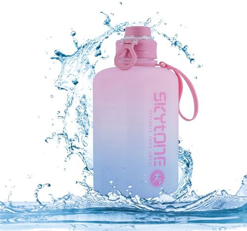 SKYTONE 2.2 Litre Water Bottle - Extra-Strong Leakproof BPA Free Large Water Jug Half Gallon Hydrate Bottle with Handle Ideal for Adults Men Sports Gym Fitness Outdoor Cycling (Pink)