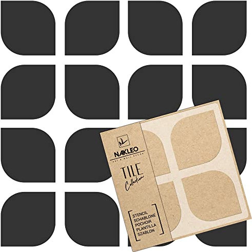 NAKLEO Fliesen Schablone zum Malen 20x20 cm, Teruel Geometrisches Retro Ornament, Kunststoff Wiederverwendbare Bodenschablone DIY, Holz Möbel Wand Dekoration
