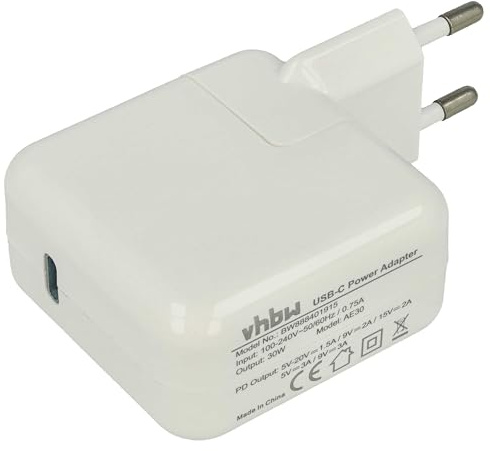 vhbw Netzteil/Ladegerät kompatibel mit Apple AirPods, iPod Elektrogeräte - USB-C Netzadapter 5-20V